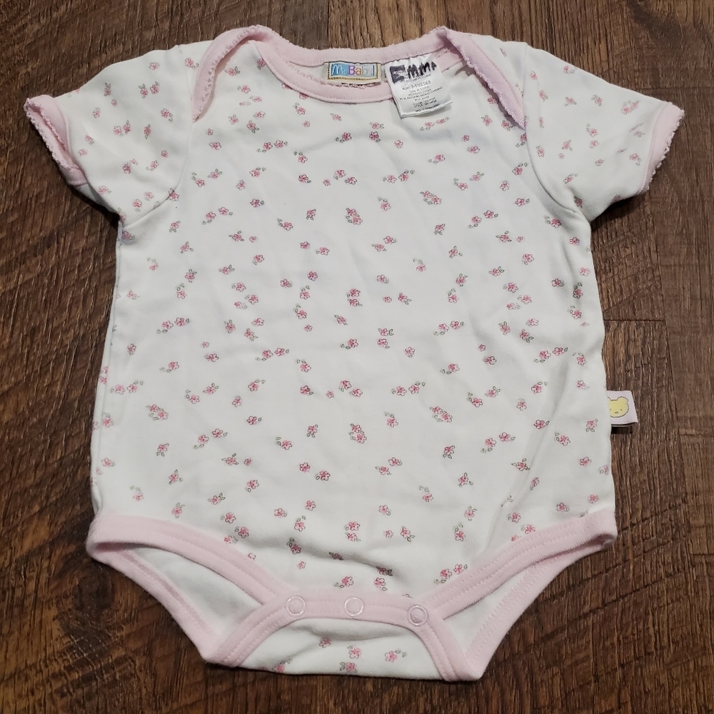 McBaby Cotton Bodysuit Floral White Pastel Pink Flowers Baby Girl Casual 3-6M